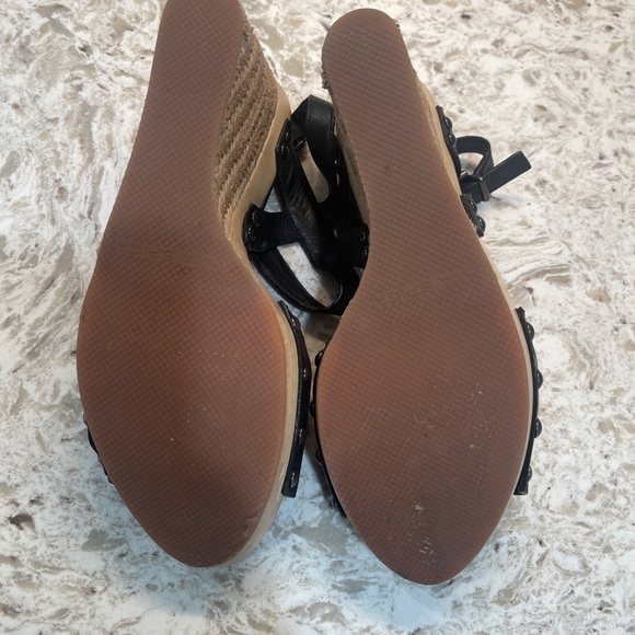 Via Spiga Womens Wallis Black Leather Espadrille Wedge Sandals Size 8 - Picture 4 of 5